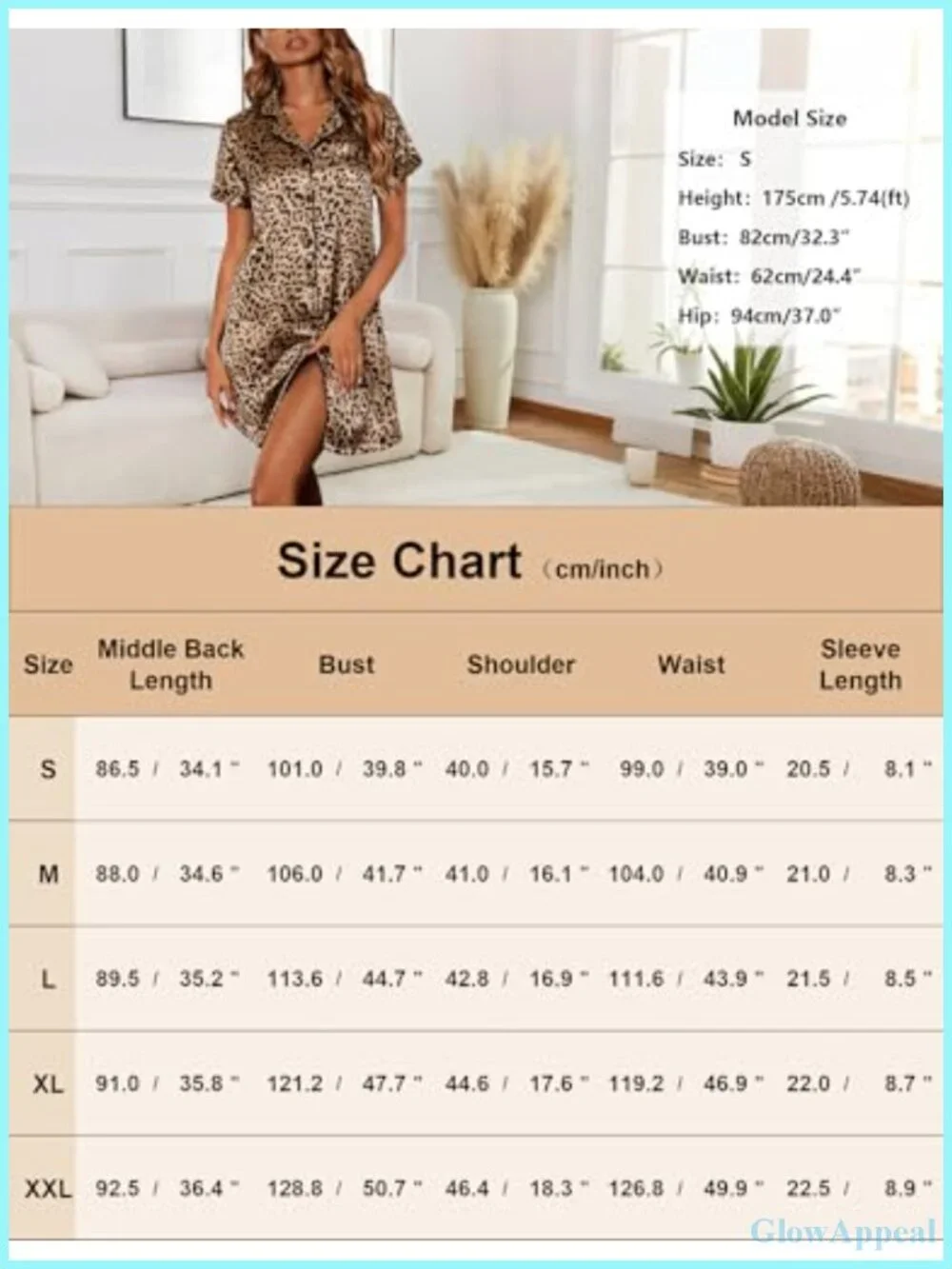 Satin Women's Nightgown Short Sleeve Button Down Sleepshirt